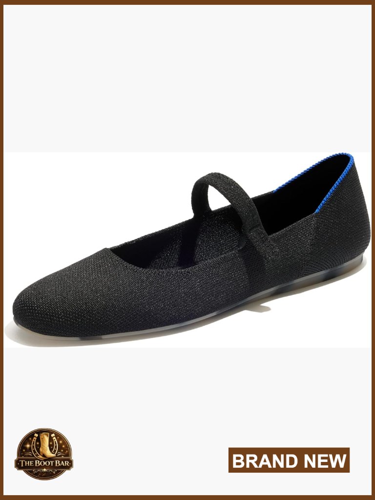 Women's Knit Mary Jane Flat With Adjustable Strap & Cushioned Insole, Machine